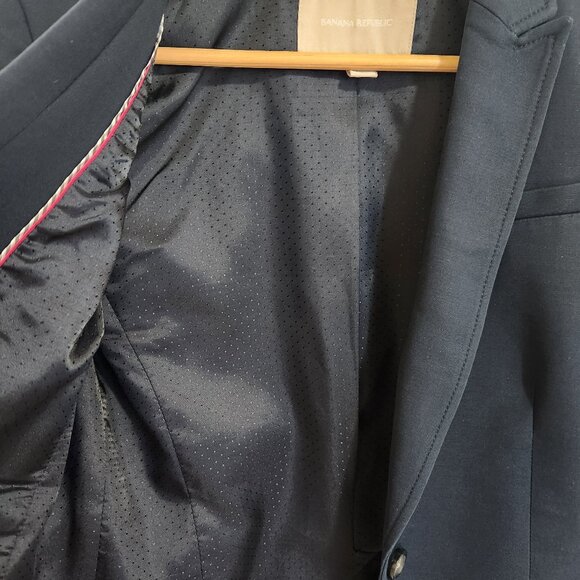 Banana Republic Single Breast Cotton-Blend Navy Suit Blazer 2P - Picture 12 of 14